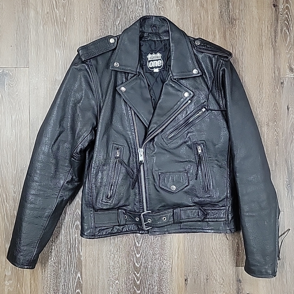 Highway One Leather Motorcycle Jacket Size Small